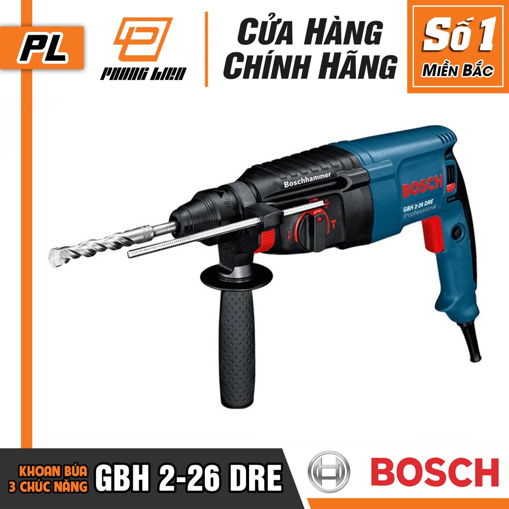 Máy Khoan Búa Bosch GBH 2-26 DRE (26MM-800W) - Chuyên Khoan Bê Tông, Có Đục - Hàng Chính Hãng