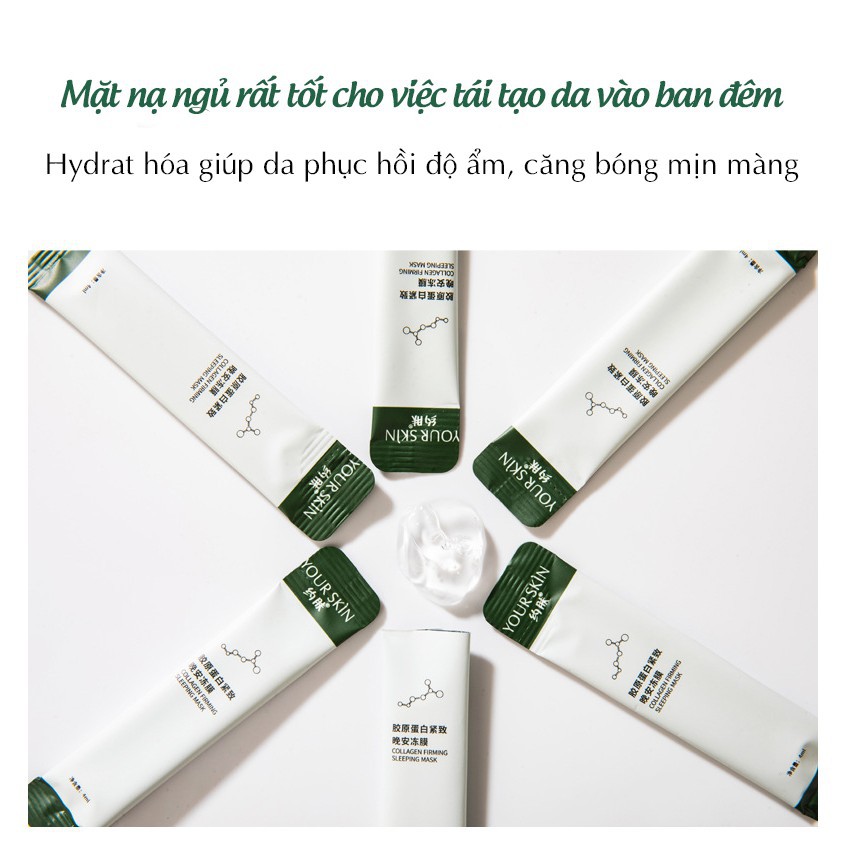 Hộp 20 gói mặt nạ ngủ collagen dạng gel YOUR SKIN làm săn chắc và chống lão hóa da dưỡng ẩm chuyên sâu giúp da sáng hồng