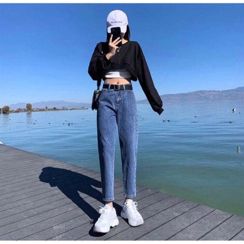 Quần jean bò baggy nữ jeans nữ chất đẹp vải dày hàng Quảng Châu phong cách Hàn Quốc style hot năm 2022-HAPONO-J048