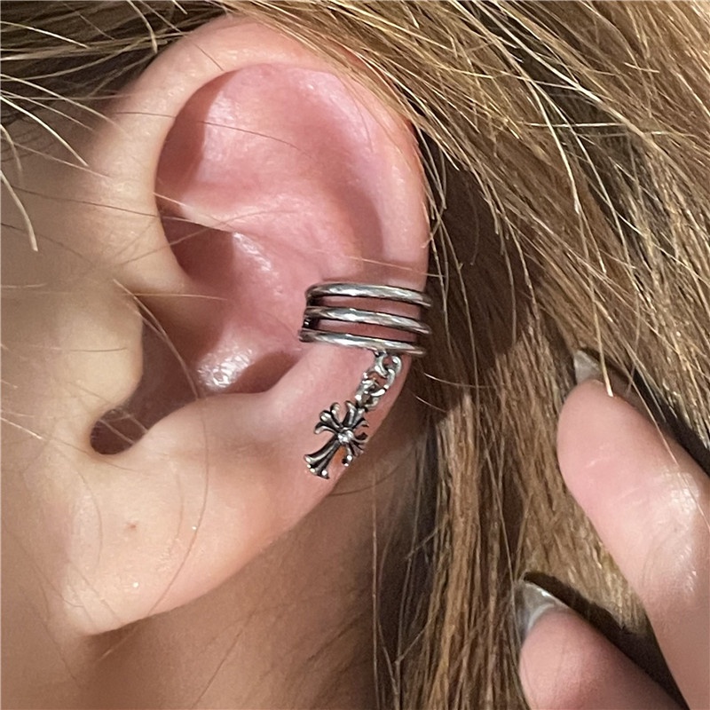 Khuyên Kẹp Vành Tai Hình Chữ Thập Phong Cách Retro Hàn Quốc 19A1267