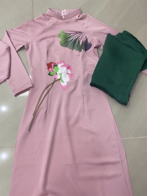 Áo dài lụa Tây Thi thêu tay kèm Quần