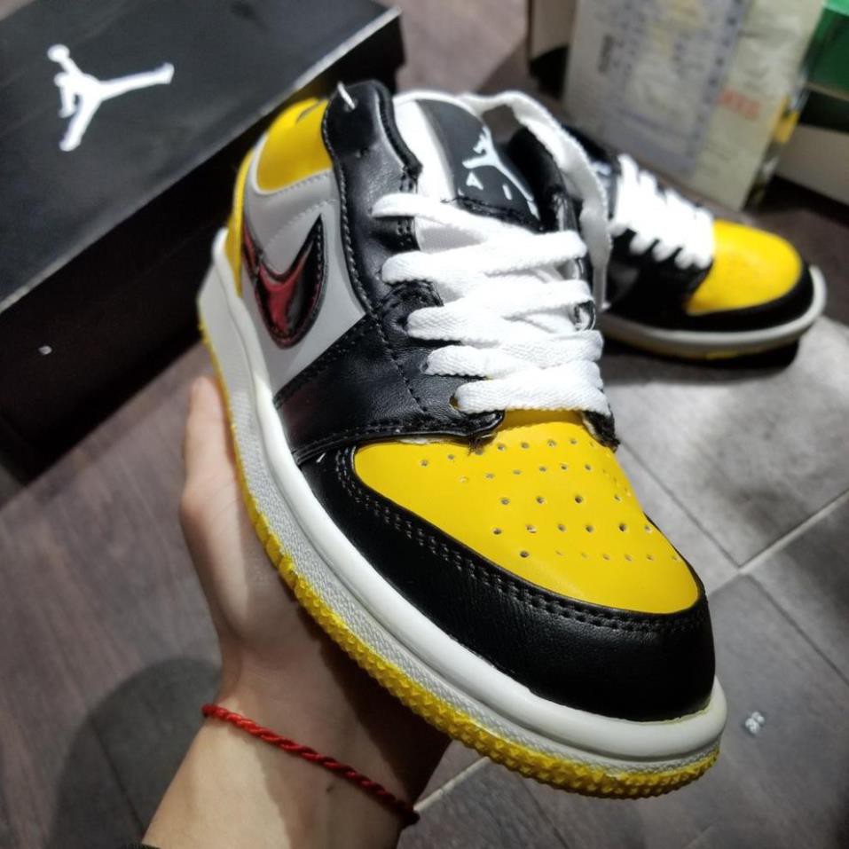 Giày Air Jordan 1 Low, Giày thể thao Jd1 vàng đen cổ thấp nam nữ full box bill