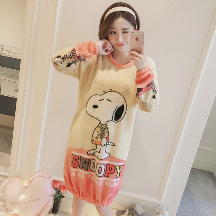 áo nữ đồ bộ pyjama Đồ mặc nhà pijama Đầm Ngủ Dài Vải Phi Bóng Họa Tiết Hoạt Hình Quyến Rũ Cho Nữ đồ ngủ nữ tiểu thư dễ thương lụa sexy cute bigsize dài tay hai 2 dây