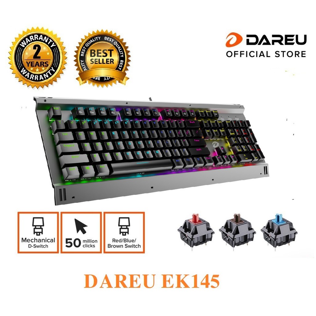 Phím cơ DareU EK145 Multi Led Blue/Brown/Red Switch BH 2 năm | BigBuy360 - bigbuy360.vn