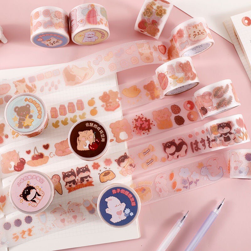 Băng Keo Washi Tape PVC Kim Tuyến Dán Trang Trí Hoạt Hình Glitter Cute | WS019