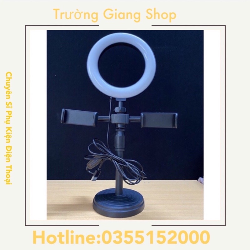 Đèn livestream để bàn - Đèn livestream 16cm 2 kẹp điện thoại có đèn hỗ trợ, quay tiktok, bán hàng, make up
