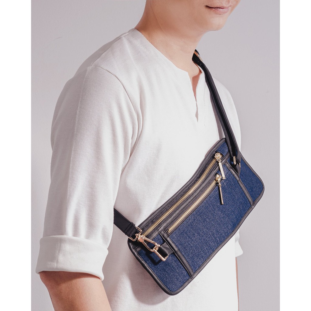 Túi đeo Chest Bag thời trang Yvette Libby N'guyen Paris, YVETTE 125, Màu Denim