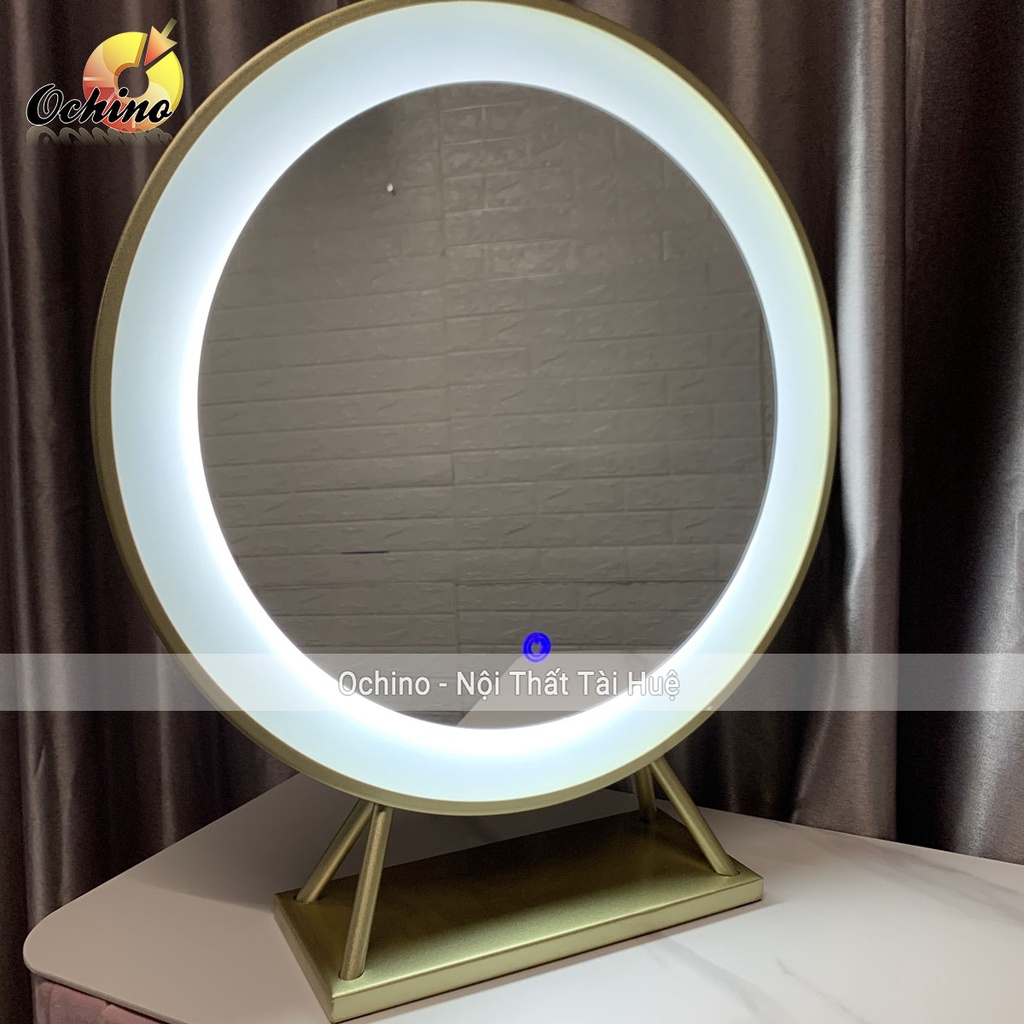 Gương Để Bàn Trang Điểm Có Led Nhập Khẩu, Phong Cách Bắc Âu Size 40Cm ( Sẵn Hàng)