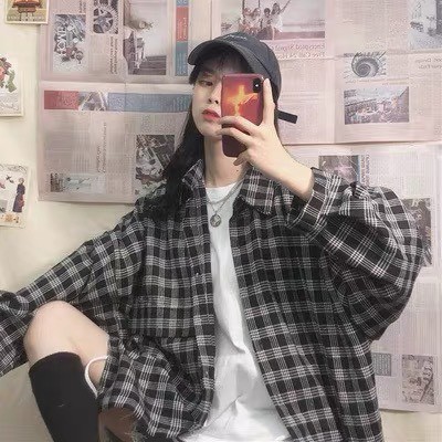 [Video - Ảnh Thật] Áo sơ mi kẻ caro nữ tay dài form thụng Ulzzang phong cách Unisex hiphop RÔ STORE SM07