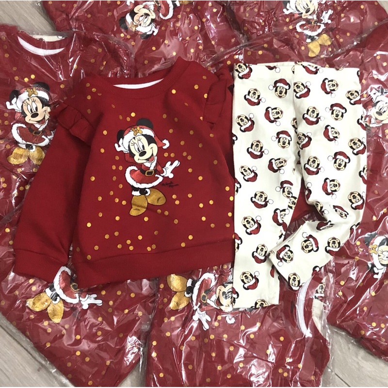 bộ nỉ bé gái - hoạ tiết mickey noel