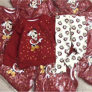 bộ nỉ bé gái - hoạ tiết mickey noel