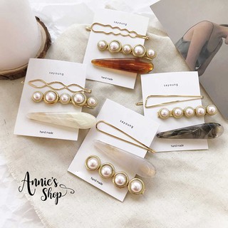 HK014 Set kẹp tóc 3 cái giả ngọc xinh xắn