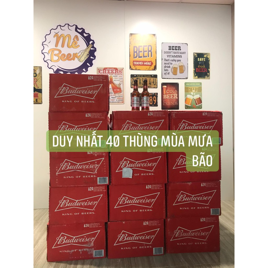 [MUA TẠI ĐÀ NẴNG - FREE SHIP] Bia Budweiser hàng nhập khẩu Mỹ 5% – Chai 330ml – Thùng 24 chai