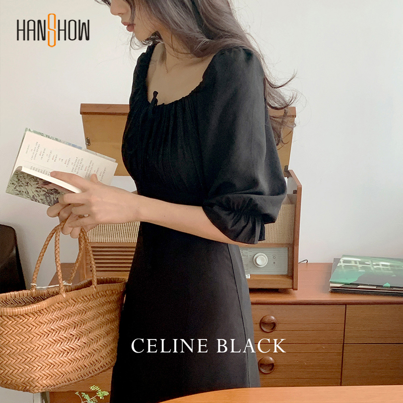 Đầm Nữ Tay Ngắn Cổ Vuông Phong Cách Hàn Quốc