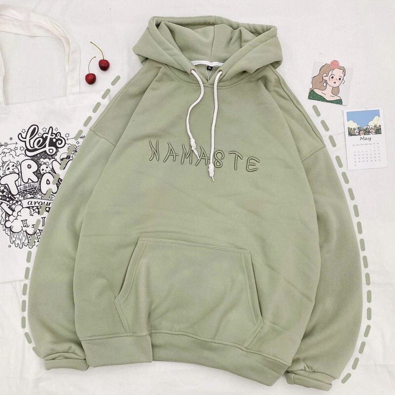 [Ảnh Thật]Áo Khoác Hoodie Unisex Form Rộng Nỉ Ngoại Nam Nữ Thêu NAMASTE ulzzang thu đông AK216 Thùy Dương Fashion | BigBuy360 - bigbuy360.vn
