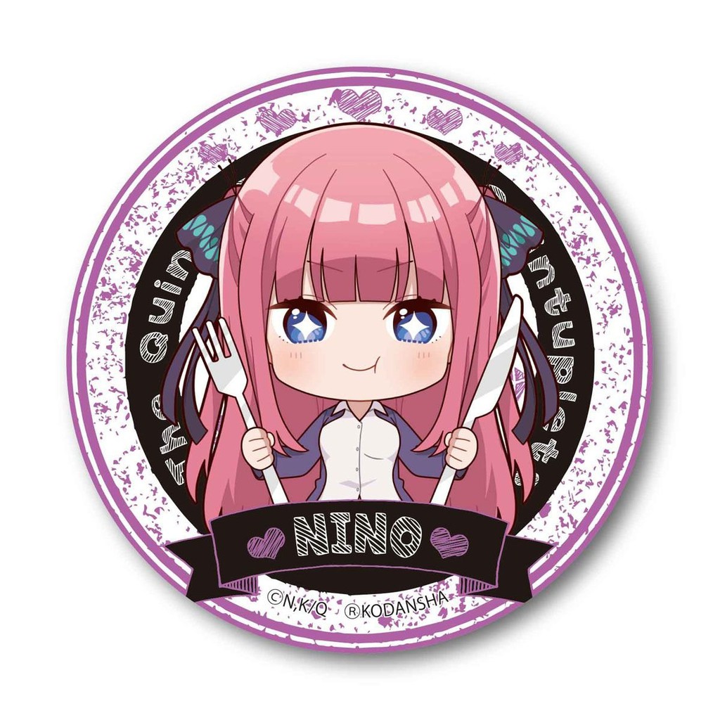 Huy hiệu cài áo IN HÌNH Gotoubun no Hanayome Nhà có 5 nàng dâu ver ăn uống anime chibi dễ thương tiện lợi