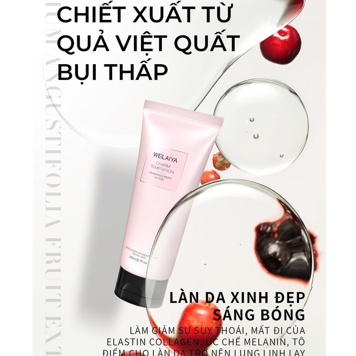 Sữa dưỡng thể Weilaiya 3 tầng hương nước hoa Body Lotion Weilaiya 200ml Mit Beauty dưỡng ẩm da đẹp vạn người mê