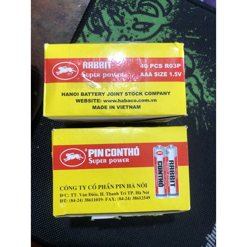 Pin AAA Con Thỏ Habaco Rabbit R03P (hộp 40 viên)-Pin Điều khiển-Hàng chính hãng