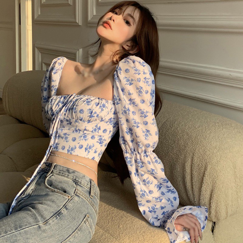 Áo Lửng Tay Dài Họa Tiết Hoa Thời Trang Quyến Rũ Cho Nữ | BigBuy360 - bigbuy360.vn