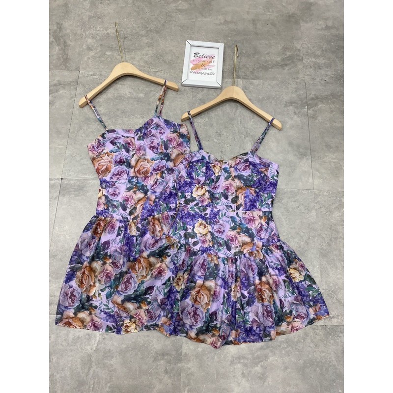 [Siêu Hot] Váy 2 Dây Hoa Tím Dáng Đuôi Cá Siêu Xinh, Đầm Hoa Nữ 2 Dây Có Ảnh Thật Kèm Video | BigBuy360 - bigbuy360.vn