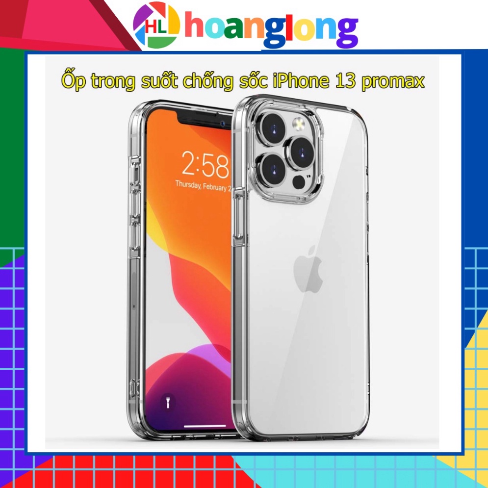 Ốp iPhone 13 pro max/ 12 trong suốt chống sốc đệm khí 4 góc
