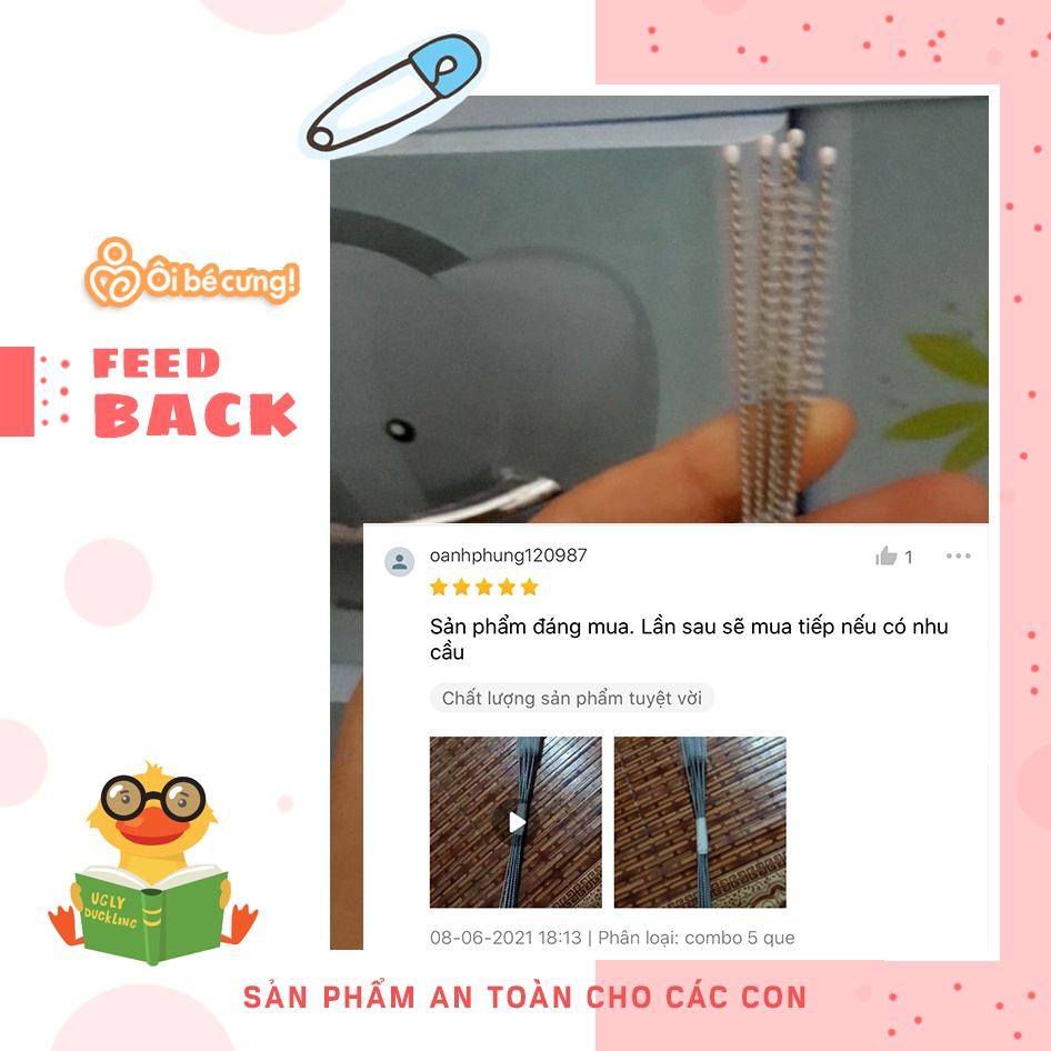 [ SIÊU RẺ ] Que Cọ Rửa Ống Hút 17.5 cm thép không rỉ que cọ rửa vệ sinh ống hút Bình sữa cao cấp - OIBECUNG PK.99