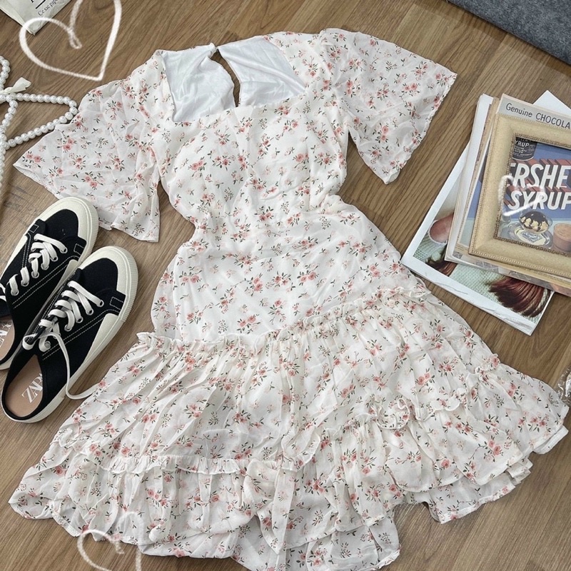 ĐẦM HOA CUT OUT LƯNG