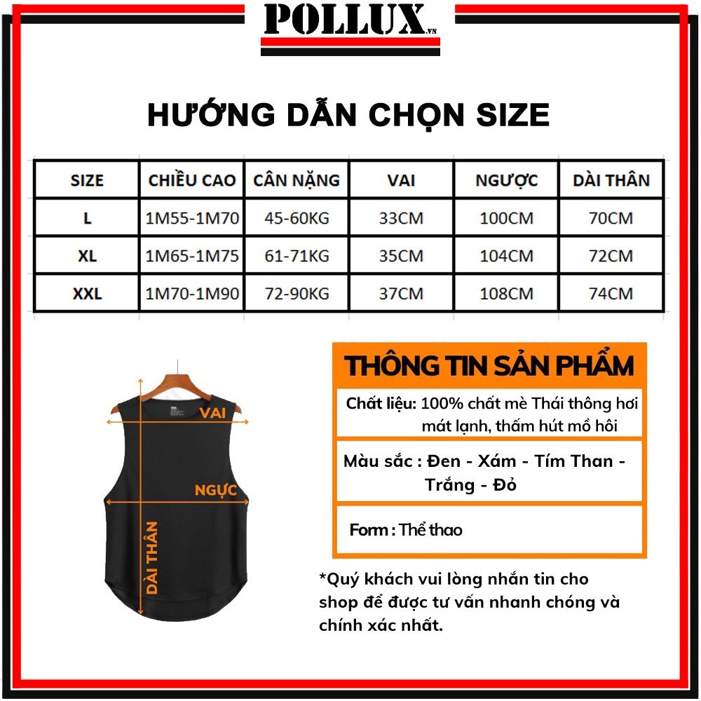 Áo thun ba lỗ nam  tanktop thể thao GYM - polux