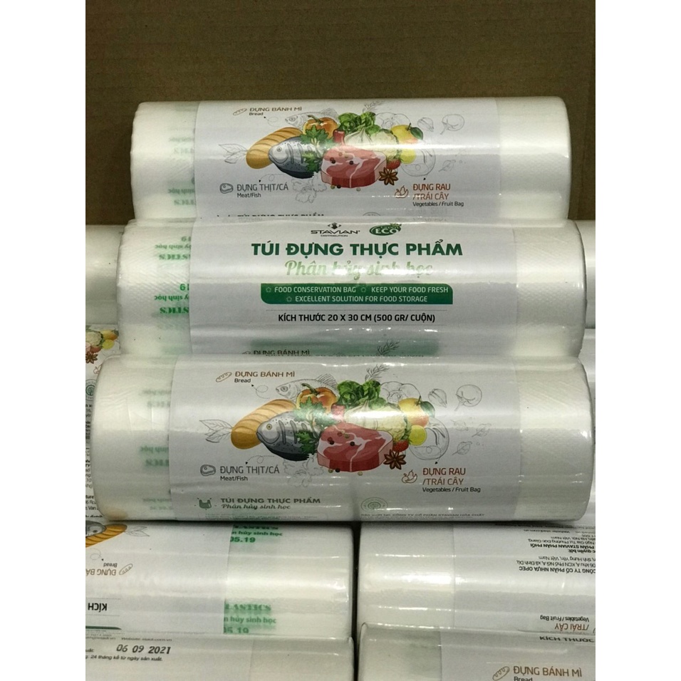 Túi đựng thực phẩm phân hủy sinh học ECO cuộn 500gr