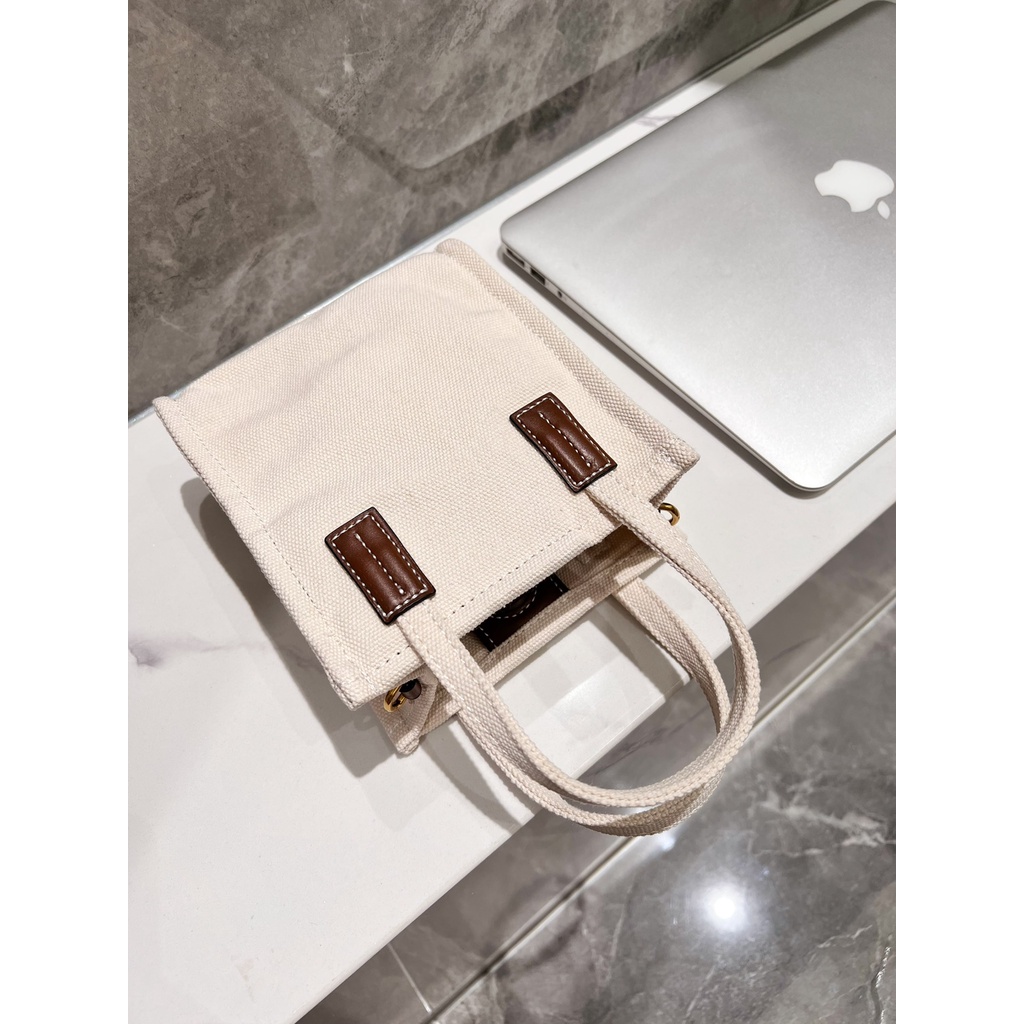 Túi Tote Mini Bằng Vải Pha Lê Tự Nhiên BALLY XS