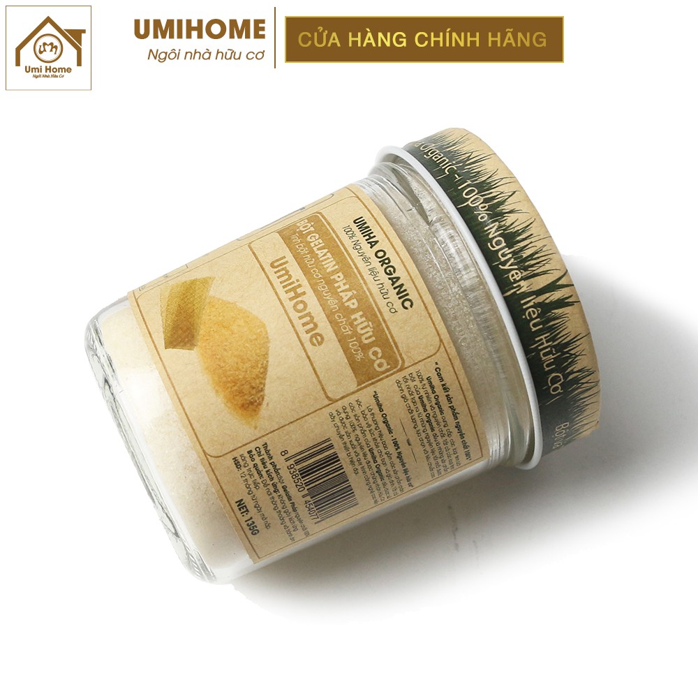 Bột Gelatin hữu cơ UMIHOME nguyên chất 135G | Đắp mặt nạ cấp ẩm dưỡng da trắng hồng