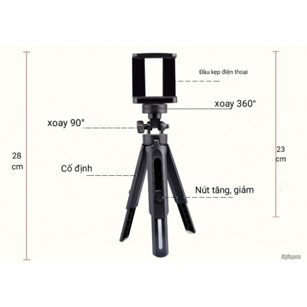 Chân Kẹp Điện Thoại Tripod Mini 3 chân (Kèm Đầu kẹp) kẹp 3 điện thoại livestream