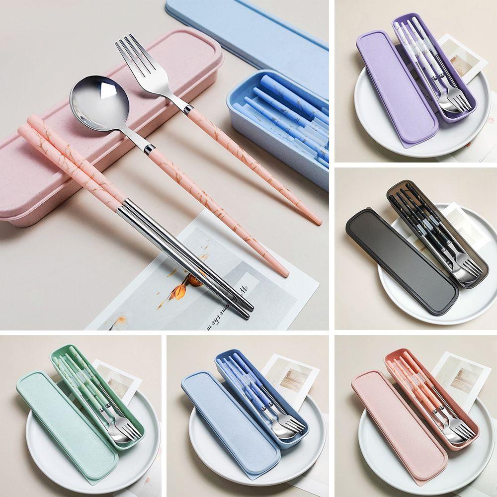 Bộ 3 Dụng Cụ Ăn Uống Gồm Hộp + Muỗng + Đũa + Hộp Đựng Có Thể Tái Sử Dụng