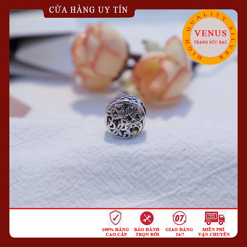 [Hàng cao cấp] Charm bạc 925 in chữ Family- Mã sản phẩm VENUSGD