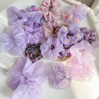 Buộc Tóc Scrunchie Tone Màu Tím Phong Cách Hàn Quốc