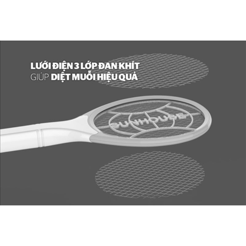 VỢT MUỖI SUNHOUSE SHE-S600_ tích hợp đèn soi bắt muỗi