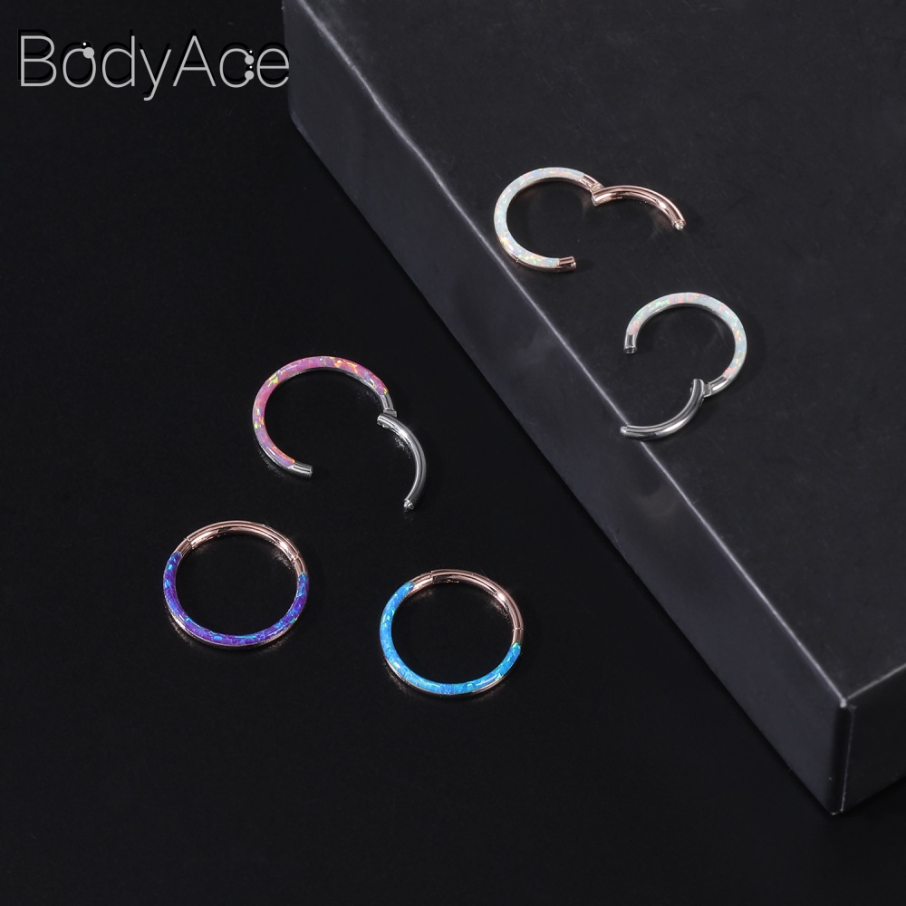 Khuyên Mũi Bằng Thép Không Gỉ Đính Đá Opal 16G Cá Tính