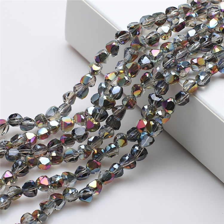 Set 100 Hạt Thủy Tinh Hình Trái Tim 6mm Nhiều Màu Dùng Làm Đồ Trang Sức Thủ Công Tiện Dụng