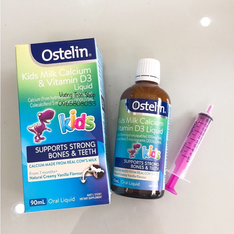 Bổ sung Canxi cho bé Ostelin Kids Milk Calcium &amp; Vitamin D3 Liquid 90ml