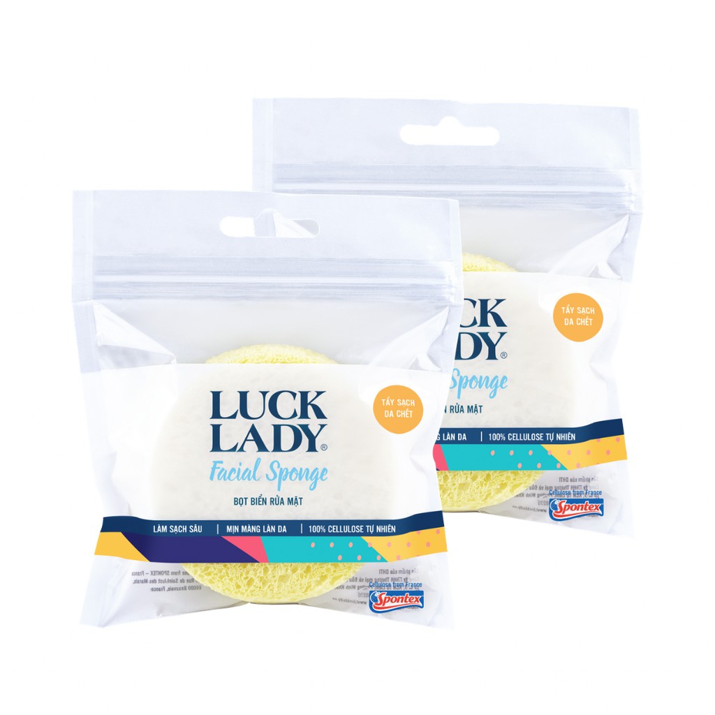 [QUÀ TẶNG] 2 miếng rửa mặt bọt biển cellulose Luck Lady