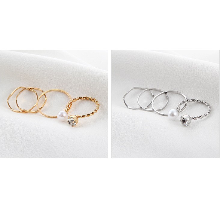 Set nhẫn 4 món đính đá sang trọng NHAN29