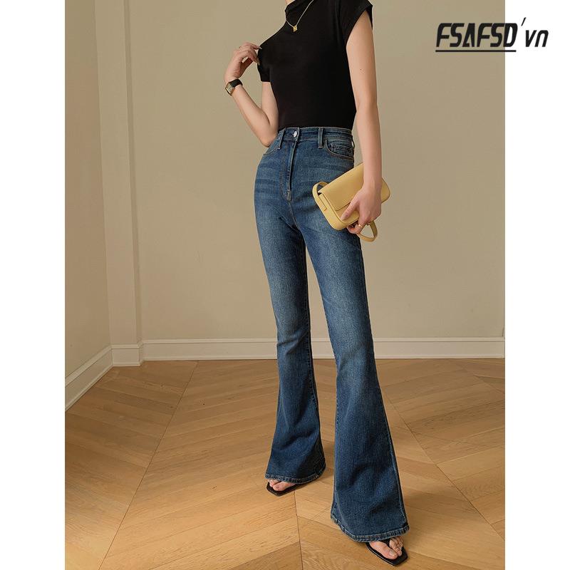 Quần Jean Nữ Ống Loe Rộng Cạp Cao Phong Cách Mới Mùa Hè 2022