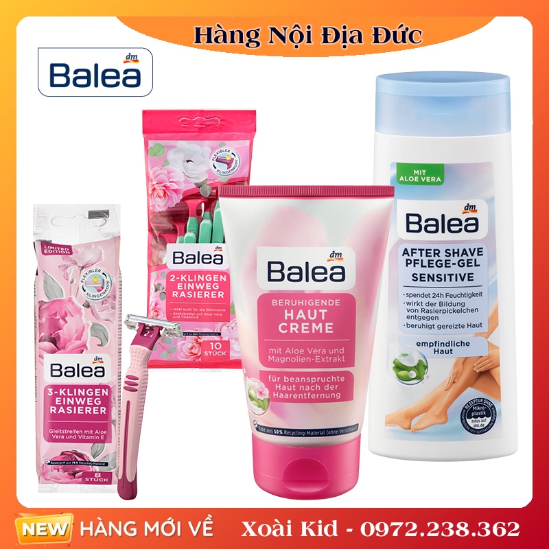 Bộ Kem ức chế lông mọc chậm dưỡng da sau wax lông, cạo lông Balea Đức - Date mới Đủ Bill