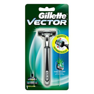 Bàn cạo Gillette Vector + vỉ 2 lưỡi dao cạo râu Gillette Vector lưỡi kép