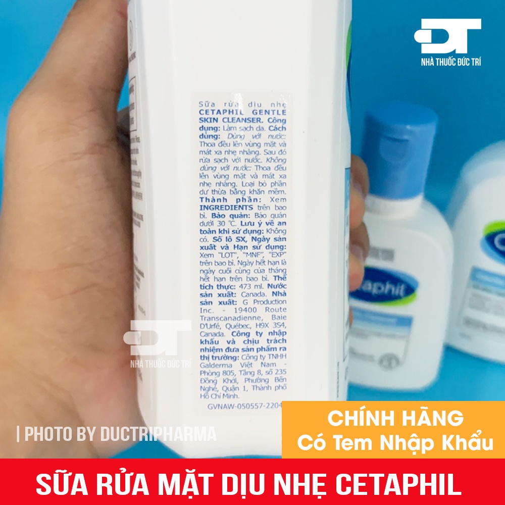 Sữa rửa mặt không xà phòng Cetaphil Gentle Skin Cleanser - 59ml/125ml/250ml/473ml/500ml
