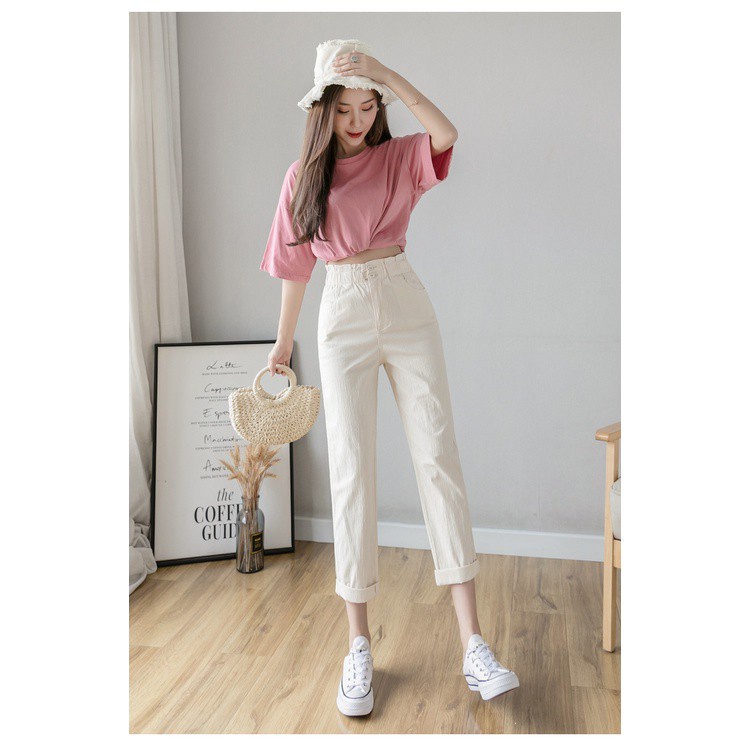 Quần Cotton Lưng Cao Ống Rộng Cá Tính Dành Cho Nữ | BigBuy360 - bigbuy360.vn