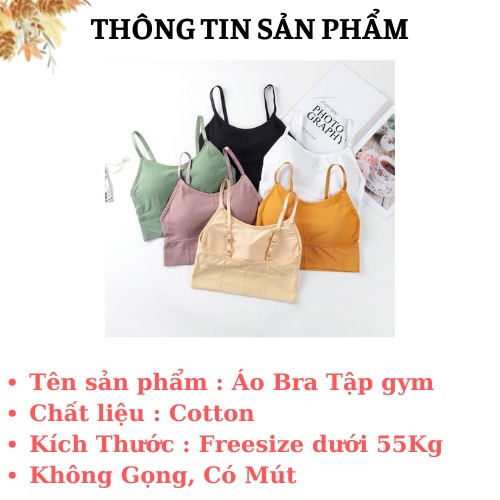 Áo Bra Tập Gym - Bra Nữ 2 Dây Chất Cotton Dày Dặn - Áo Ngực Không Gọng Dáng Lửng AMYBRA  B828