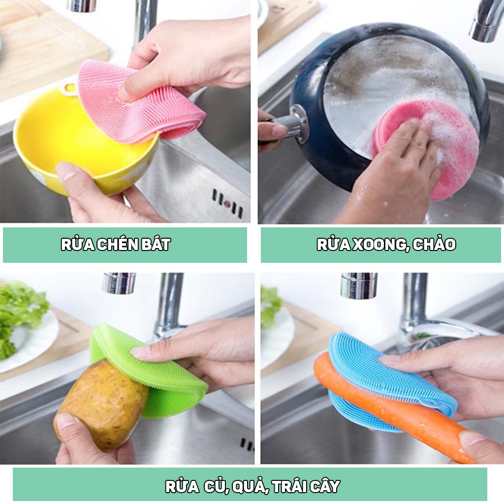 Miếng rửa chén bát silicon đa chức năng dùng cho nhà bếp