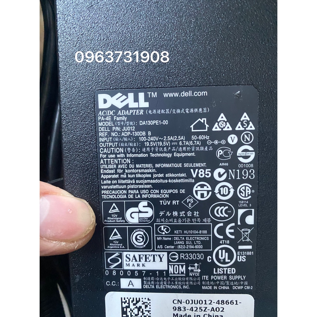 Sạc laptop Dell Model DA130PE1-00 19.5V-6.7A bản gốc tháo máy Dell