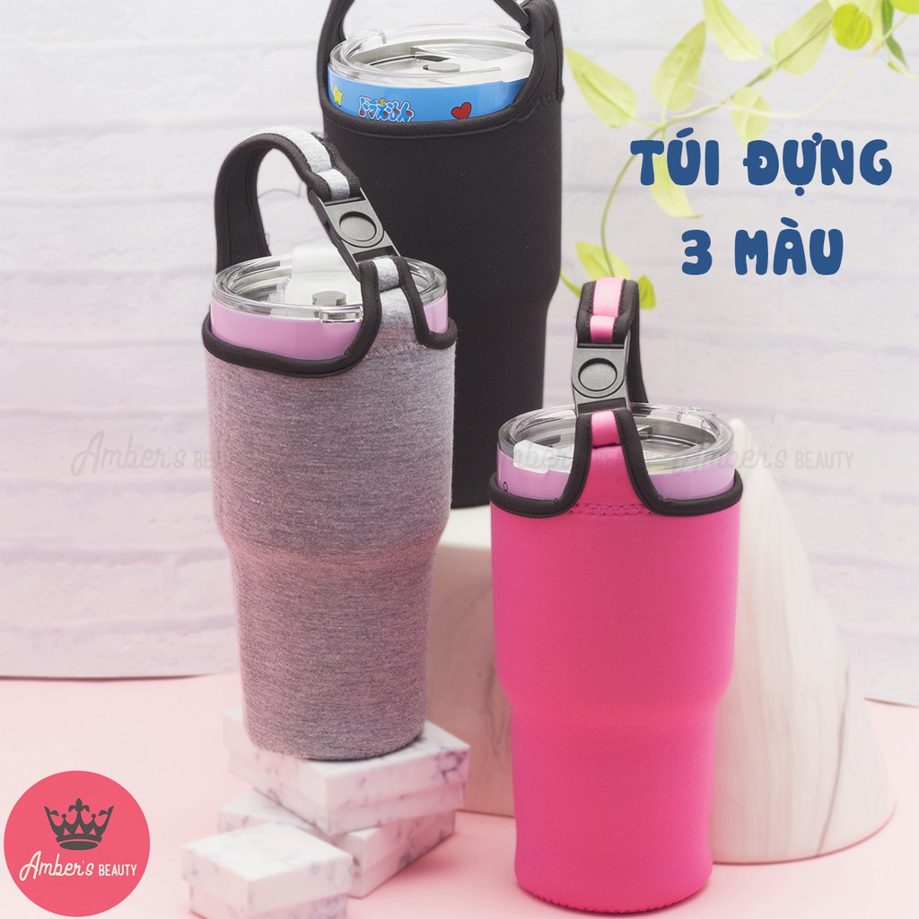 Combo Ly giữ nhiệt (cóTúi+2 Ống hút+thanh rửa) bình giữ nhiệt X0601